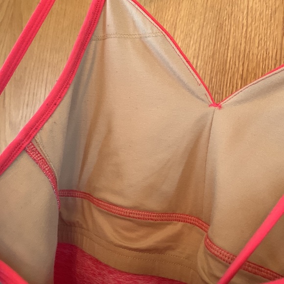 One Tooth Yoga USA MADE coral marled geometric sport workout bra tank top EUC - Picture 6 of 9